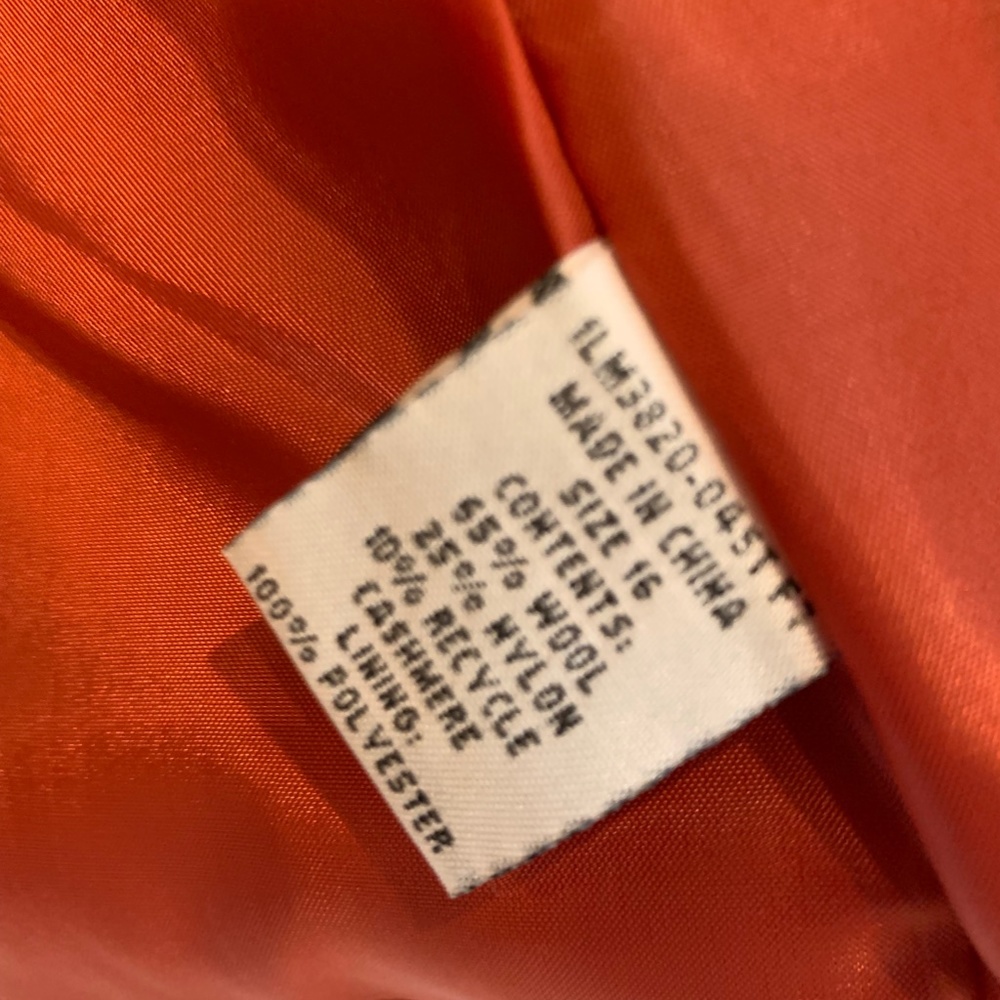 Wool Jacket Coat, Size 16, Rust - Picture 7 of 8